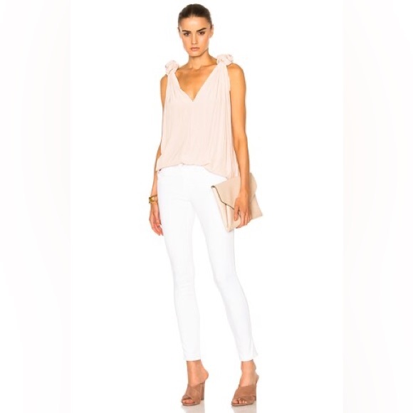 SMYTHE satin powder pink knotted shoulder V neck sleeveless blouse medium Vguc - Picture 11 of 11